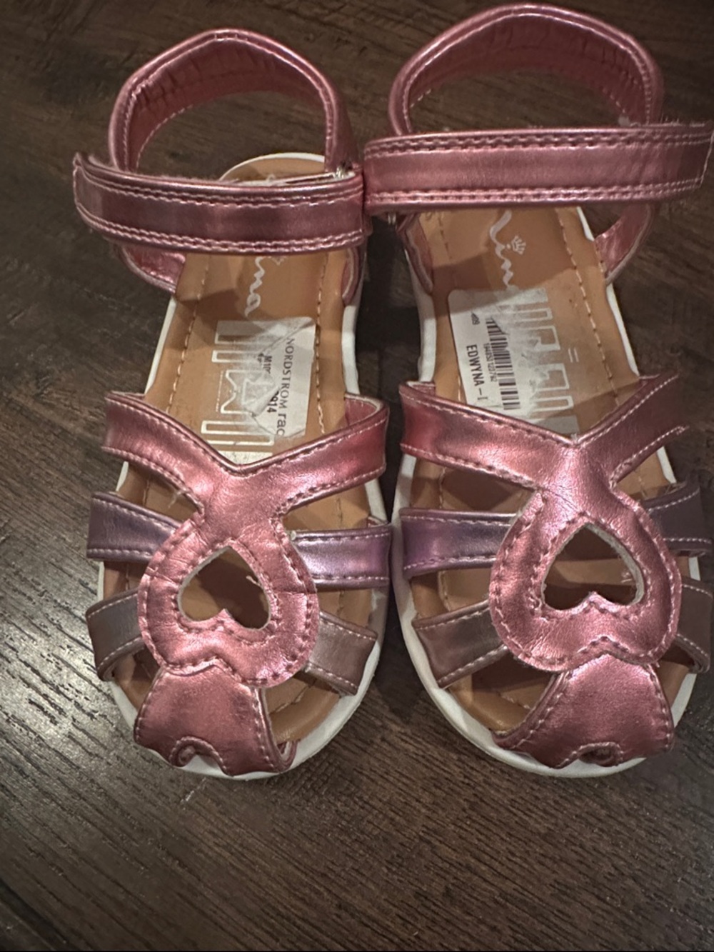 Nina Metallic Pink Kids' Heart Sandals - Toddler 10